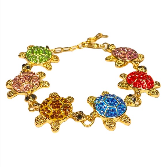 Multicolor Austrian Crystal Turtle Bracelet - Picture 2 of 2
